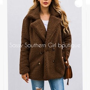 ⭐🆕Brown teddy faux fur coat jacket